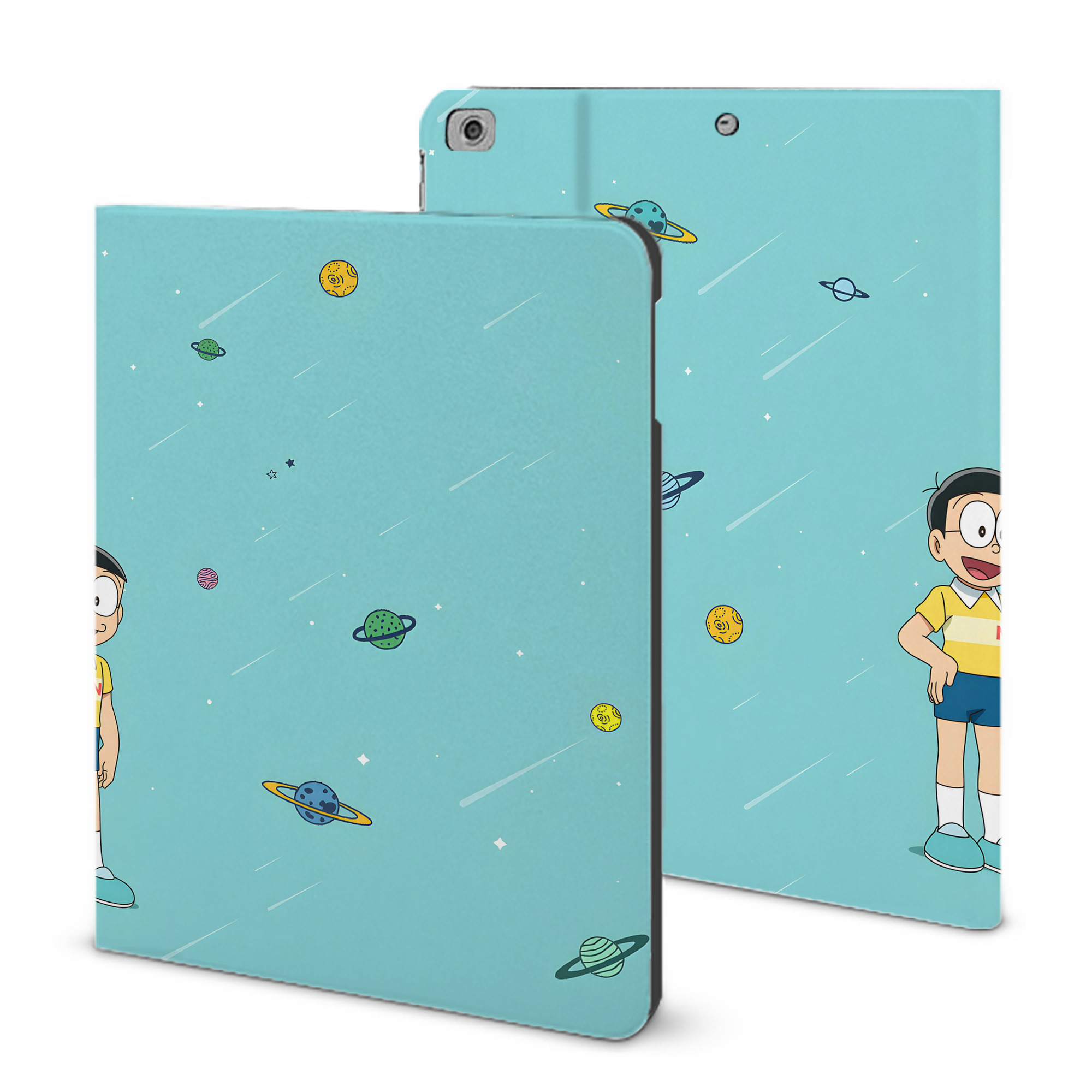 （画像用） ドラえもん Doraemon IPad ケース ブック型 PUレザー TPU 耐衝撃 軽量 薄型 ペン収納なし 全面保護 IPad 各モデル対応